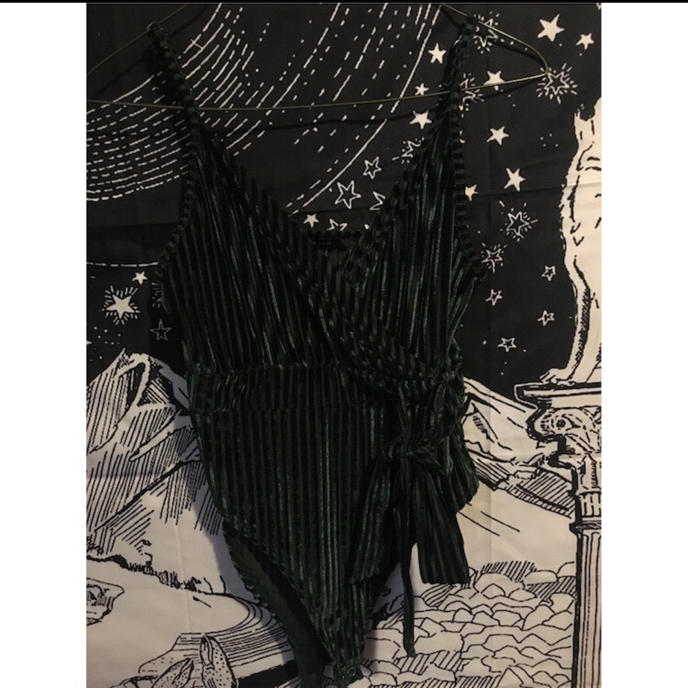 Velvet green body suit